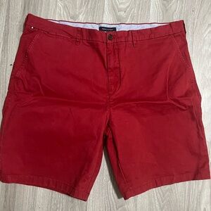 Tommy Hilfiger Red Chino Shorts Mens Size 40 Classic Cotton Flat Front